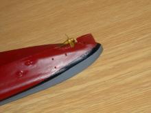 Pohled na lodní šroub a kormidlo